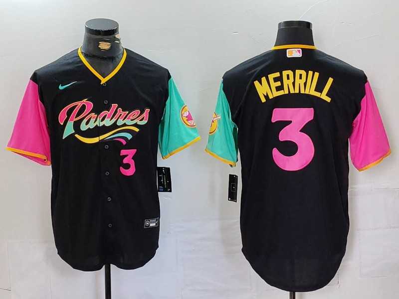 Men%27s San Diego Padres #3 Jackson Merrill Black Player Number Fashion Baseball Jersey->philadelphia phillies->MLB Jersey